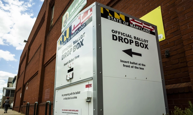 Official election ballot drop box stationed outside