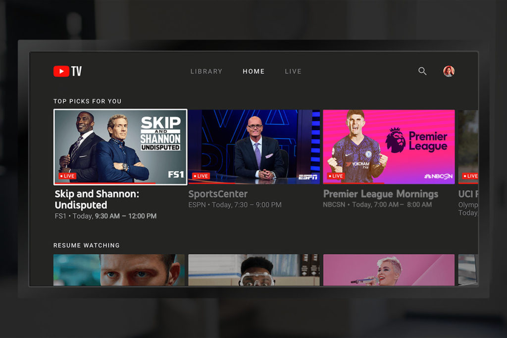 YouTube TV on TV Screen